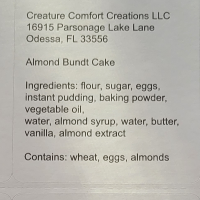 Almond Cherry Mini Bundt Cake (2 Per Order)