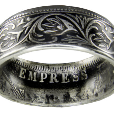 India Silver Rupee 1800s Coin Ring