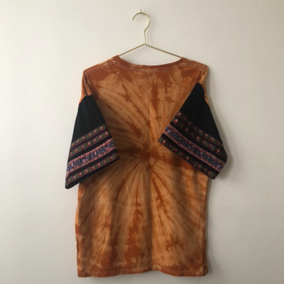 Tie Dye T-Shirt With Patterned Sleeves