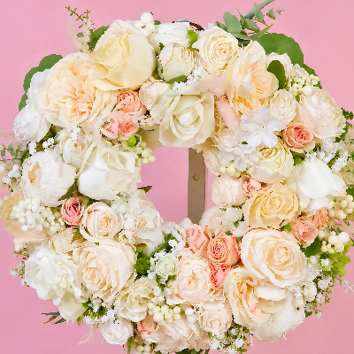 Mini Ivory Romance Luxury Faux Floral Front Door Wreath