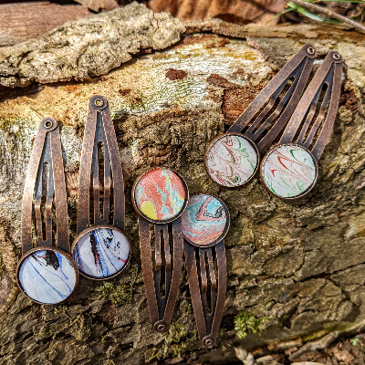 Tie Dye Earrings And Barrettes
