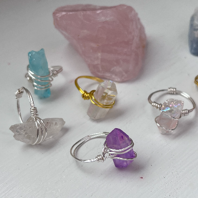 Crystal Quartz Wire Wrapped Rings