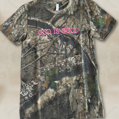 God Is Good Embroidered Camo T-Shirt