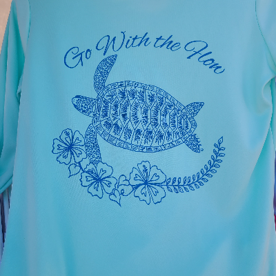 Women's Upf50 Seafoam Moisture Wicking Shirt In Seafoam With Sea Turtle Design