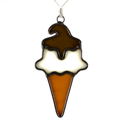 Stained Glass Ice Cream Cone Ornament