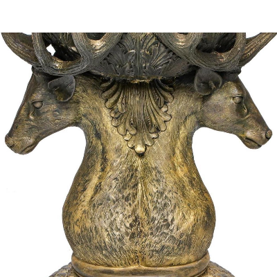 Spectacular Solid Bronze Stag's Head Planter Urns