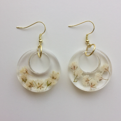 Pressed Flower Dangle Earrings