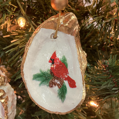 Oyster Shell Ornament - Cardinal