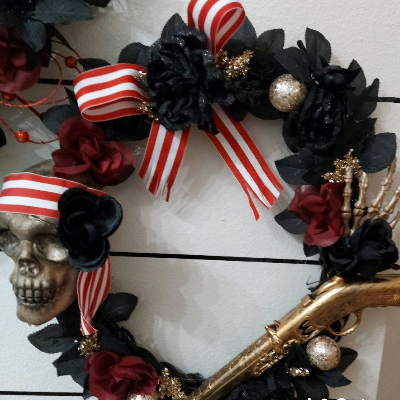 Red Pirate Skull Gasparilla Wreath