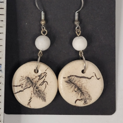 Feather And Horse Hair Raku Earings