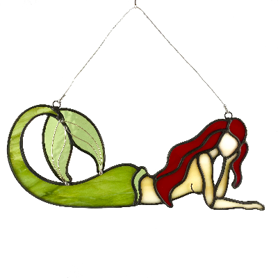 Stained Glass Lounging Mermaid Suncatcher