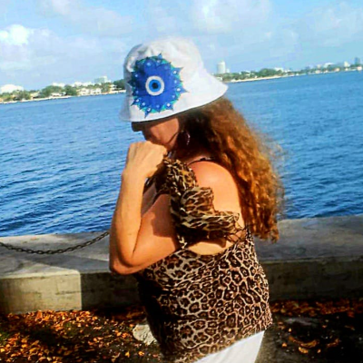 Hat Bucket Hand Painted Hat With Evil Eye & Mandala Decoration