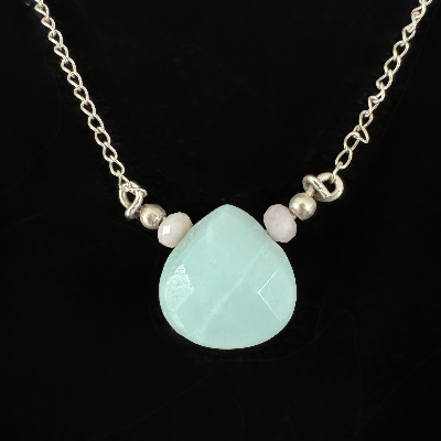 Blue Adventurine And Pink Opal Necklace