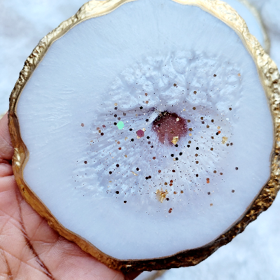 Pearl White Geode Coasters Set Of 4