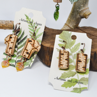 Wood Burned Necklaces And Earrings