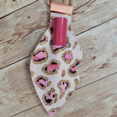 Glam Faux Leather Chapstick/Lipstick Holder For Keychain. Glam Keychain Accessories