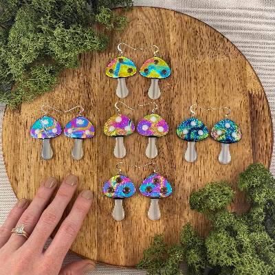 Xl Groovy Shrooms | Dichroic Mushroom Statement Earrings