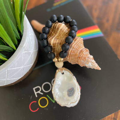Oyster Shell Beaded Bottle Charm