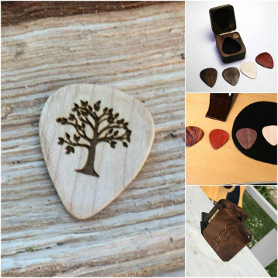 Wood Guitar Pick Sets And Boxes