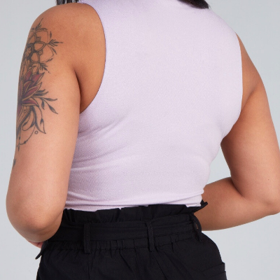 Mock Neck Bodysuit - Lavender