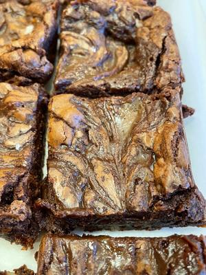 Salted Caramel Pecan Sourdough Brownies