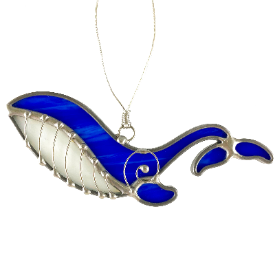 Stained Glass Whale Ornament