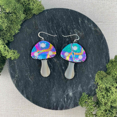 Xl Groovy Shrooms | Dichroic Mushroom Statement Earrings