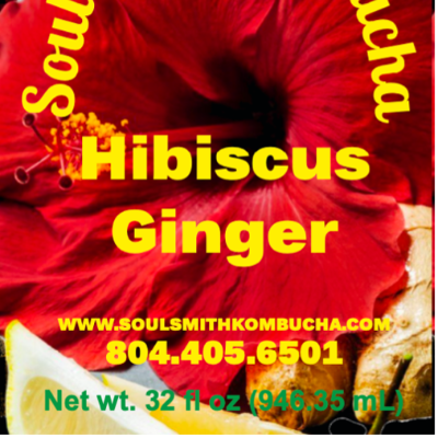 Soulsmith Hibiscus Ginger Kombucha 32 Oz.