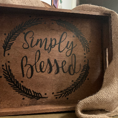 "Simply Blessed" Wooden Serving Tray