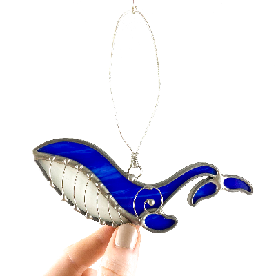 Stained Glass Whale Ornament