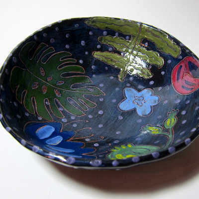 Dark Plant Ceramic Bowl