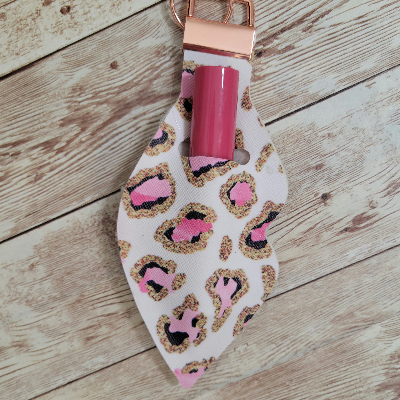 Glam Faux Leather Chapstick/Lipstick Holder For Keychain. Glam Keychain Accessories