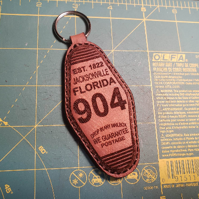Laser Engraved/Hand Stitched Leather Keychains