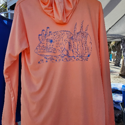 Unisex Upf50 Peach Hoodie With Grouper Design