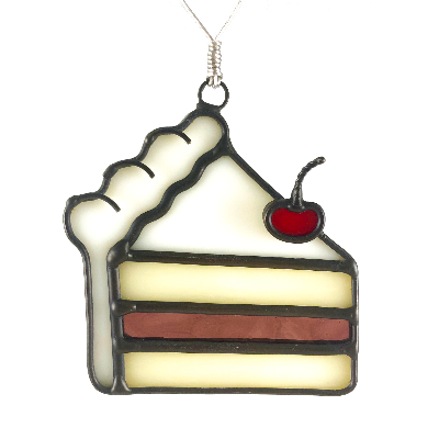 Stained Glass Cake Slice Ornament