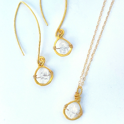 Herkimer Diamond Earrings And Necklace