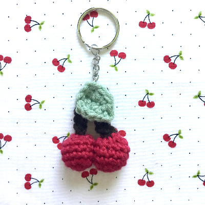 Cherry, Daisy, Heart, Strawberry Crochet Keychain