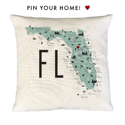 Florida Map Pillow - Pin Your Home!