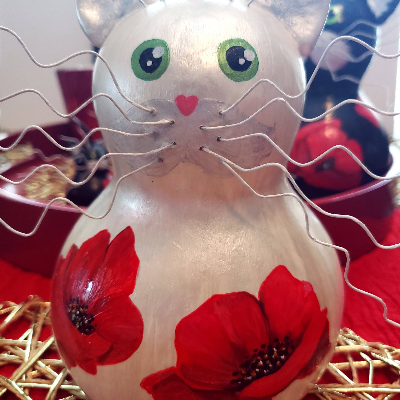 I Love Georgetown Red Poppy Gourd Cat Statues