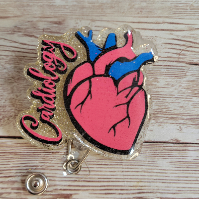 Custom Cardiac Heart Gliiter Badge Reel