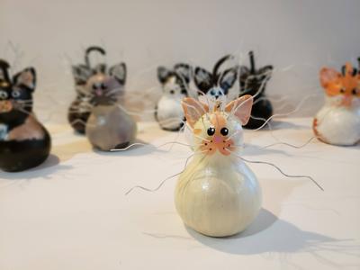Hand Painted Custom Cat Gourd Statues