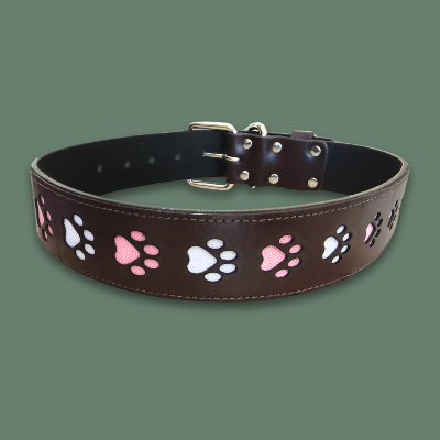 Paw Print Leather Collar