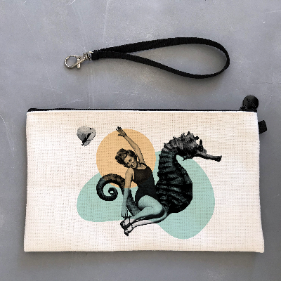 Girl And Her Seahorse Wristlet