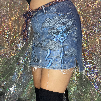 Hand Painted Jean Skirt