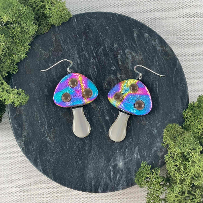 Xl Groovy Shrooms | Dichroic Mushroom Statement Earrings