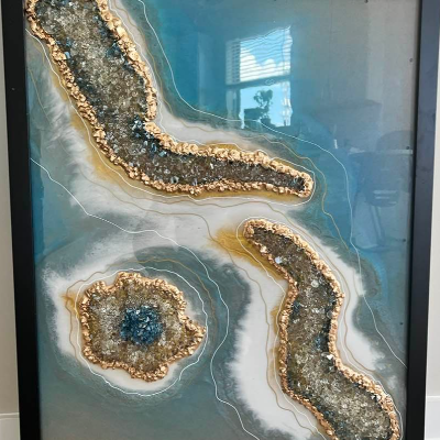 Glass, Framed Geode Wall Art