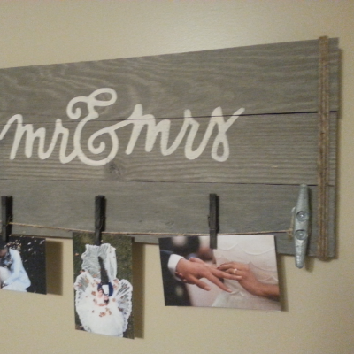 Rustic Wedding Photo Holder Mr. And Mrs. From Reclaimed Wood