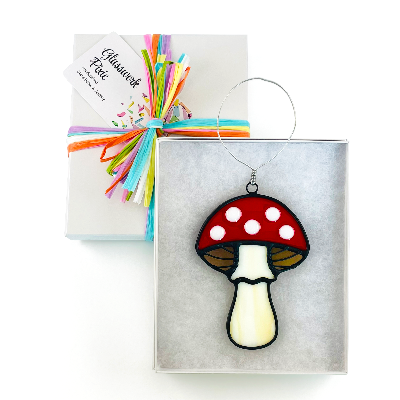 Stained Glass Spotted Toadstool Ornament