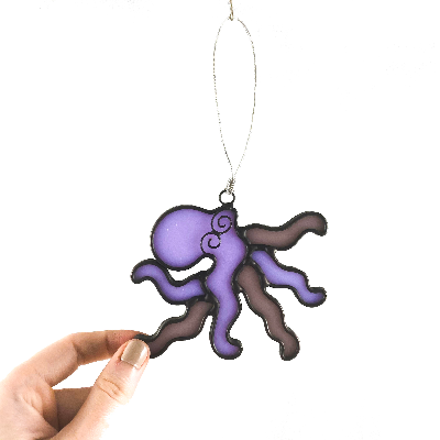 Stained Glass Octopus Ornament