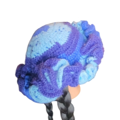 Handmade Crochet Hat Blue + Purple